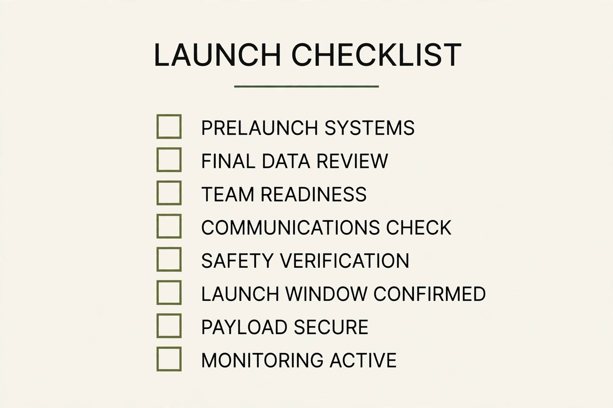 B2B seo launch checklist diagram with checkboxes
