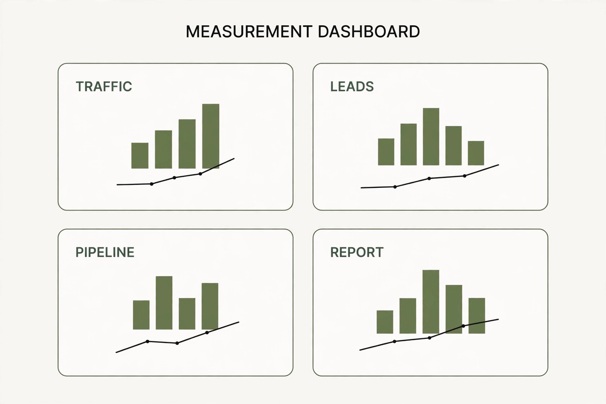 B2B seo measurement dashboard traffic leads pipeline
