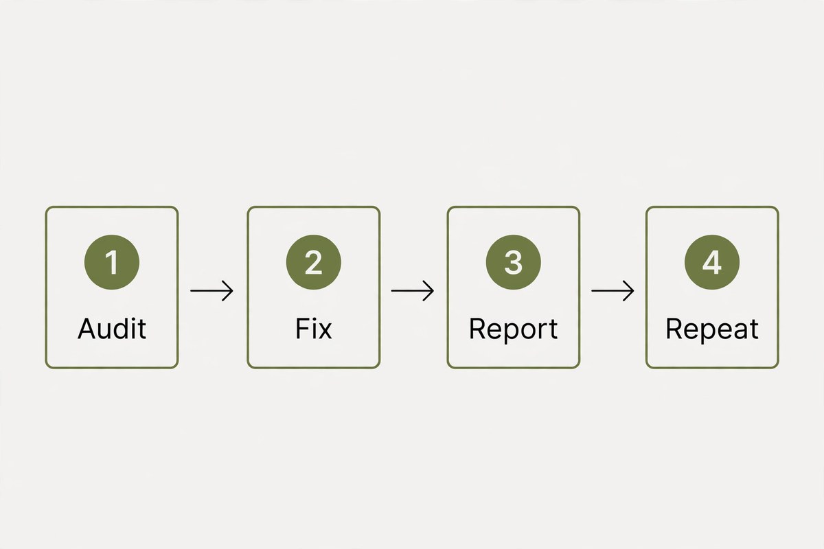 Four step analysis process from audit to report