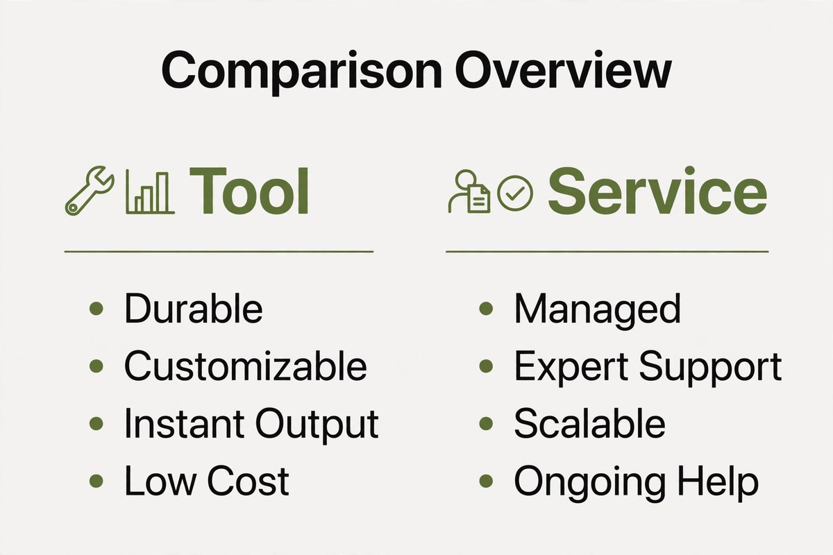 Comparison of a tool and a done for you service