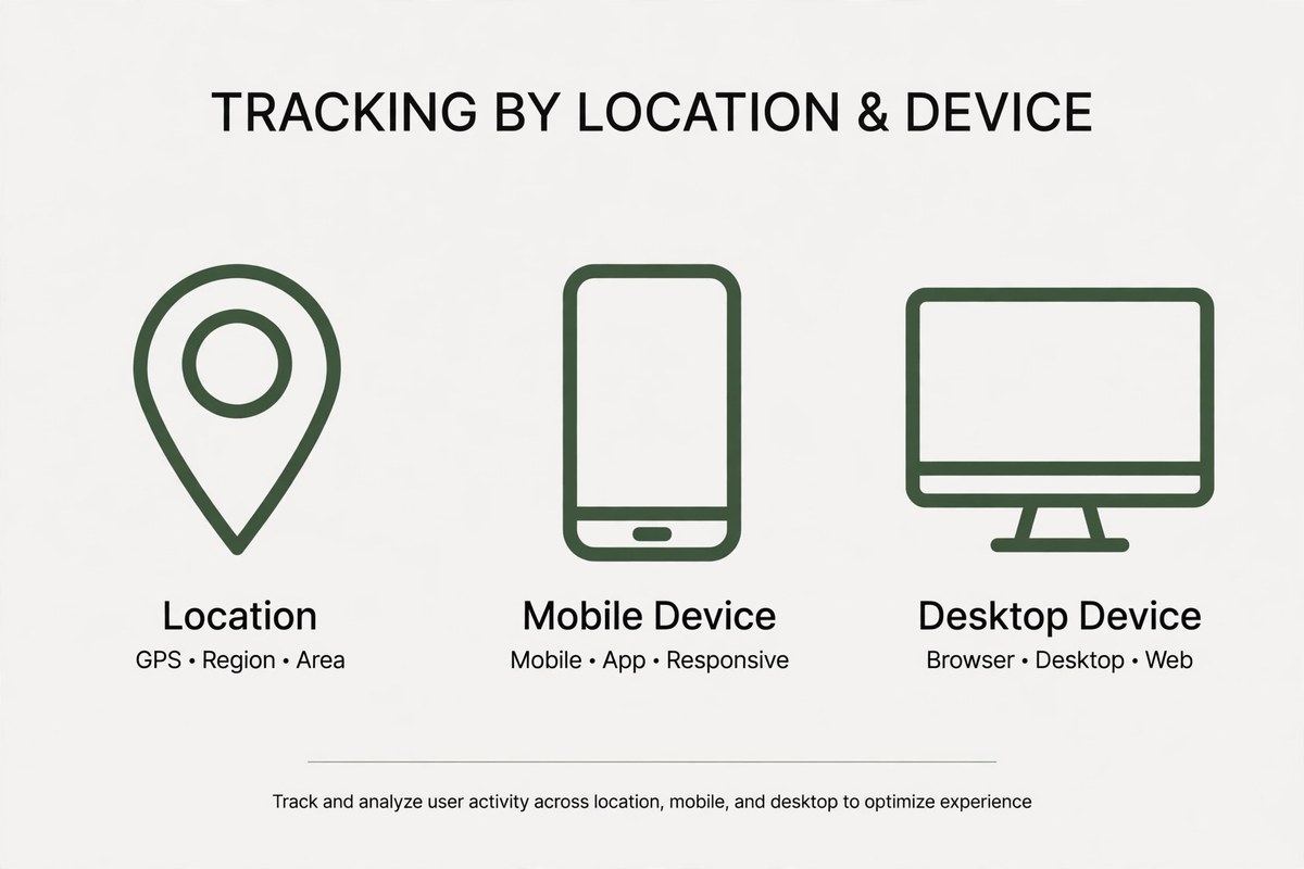 Rank tracking by location and device diagram icons