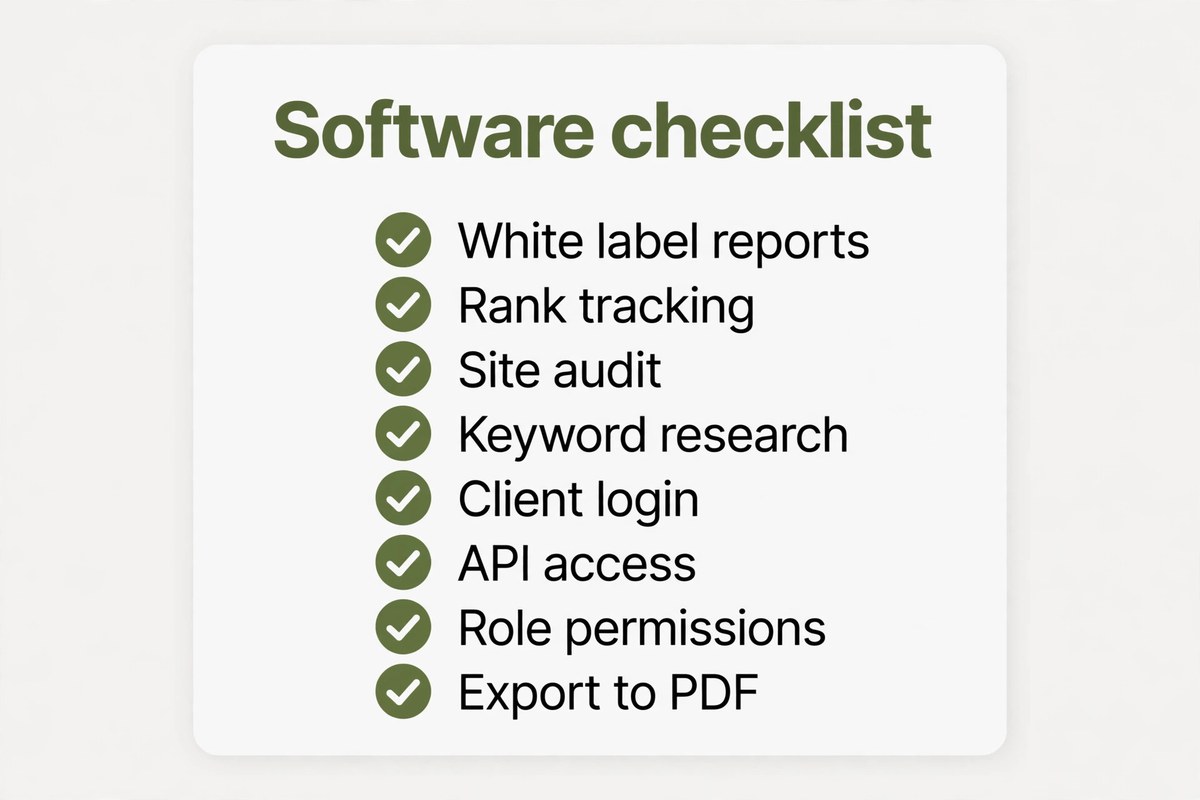 Checklist of must have white label SEO software features