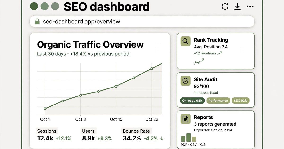 White label SEO software dashboard with rank tracking and reports